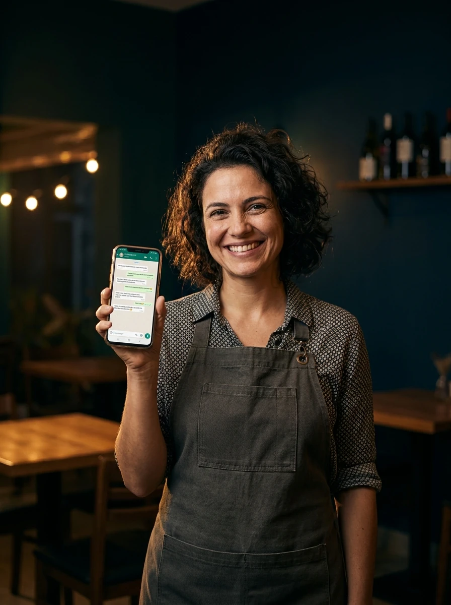 Dona de restaurante atendendo pelo WhatsApp
